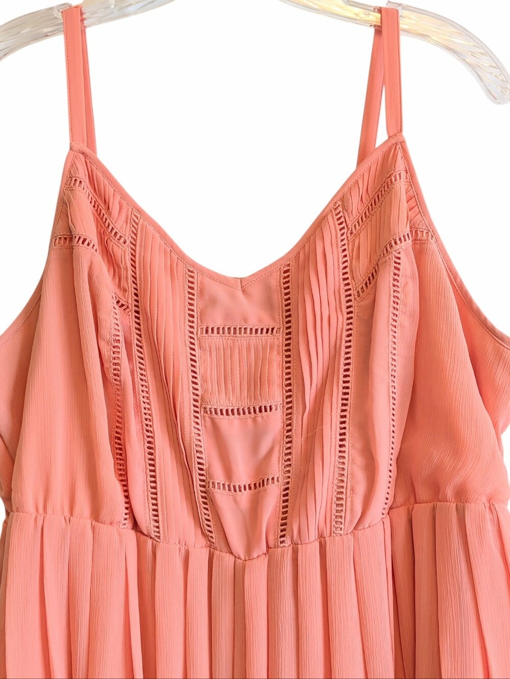 Torrid Coral Chiffon Spaghetti Strap Skater Dress - Picture 3 of 5